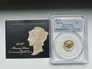 2016-W Mercury Dime-Gold coin-PCGS SP69-1st Str-100th Ann - INV#7614 - Picture 1 of 5