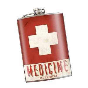 Trixie & Milo feiner Edelstahl 8 Oz Flachmann: Medizin - Bild 1 von 2