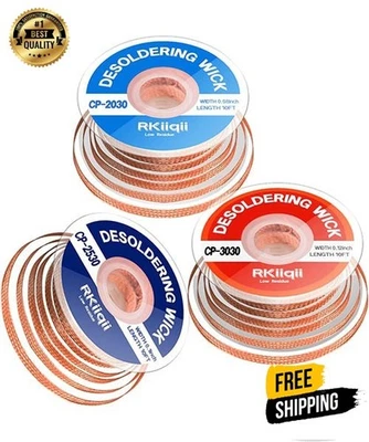 BRANDED 3pcs Solder Wick Braid with Flux – Desoldering Wick for PCB & Electronics Repair