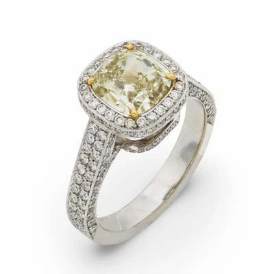 GIA 2.51 carat fancy color diamond 18k white gold engagement ring - Image 1 of 4