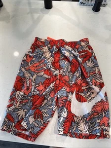 NWT Boys Nike Red Orange and Blue Leave Swim Trunks Size Medium $40 - Picture 1 of 8