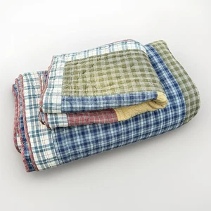 The Company Store Patchwork Quilt Full/Queen W/Two Standard Shams Plaid Cotton - Picture 1 of 13