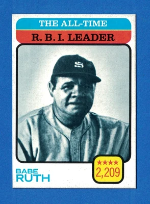 1973 Topps No474 Бейб Рут почти как новая All-Time RBI Leader - Изображение 1 из 2