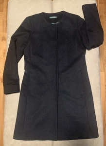 Chaqueta Abrigo Ralph Lauren Mujer Negra Clásica Mezcla Lana Sin Cuello Talla 2 - Imagen 1 de 11