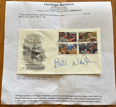 BILL WALSH AUTOGRAPHED "LEGENDARY FOOTBALL COACHES"1997 FIRST DAY ISSUE ENVELOPE - Image 1 of 2