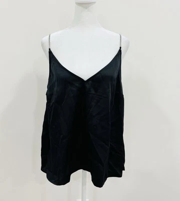 NUEVO CON ETIQUETAS H&M Elegante Top Con Llaveros Estrás Mujer’s Negro Talla L Foto 1 de 4