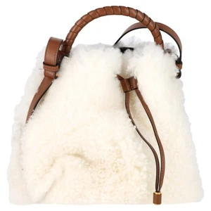 Chloé Marcie Small Bucket Bag in White Shearling - Picture 1 of 7