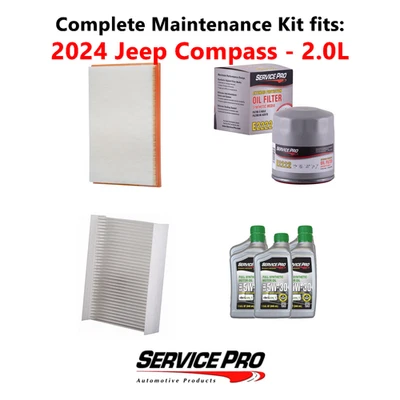 2024 Jeep Compass 2.0L Complete Oil, Air & Cabin Filter Kit (5W-30) Foto 1 de 4