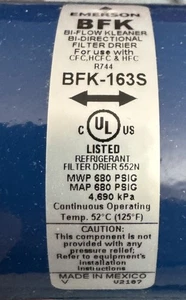 Emerson BFK-163S Bi-Flow Kleener Filter-Drier 3/8” ODF Salder | Nuovo con scatola - Foto 1 di 4