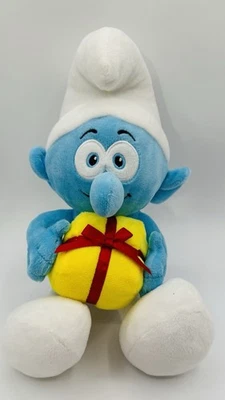Jokey Smurf Plush 13” Holding Present Smurfs Nanco 2023 - Image 1 of 4