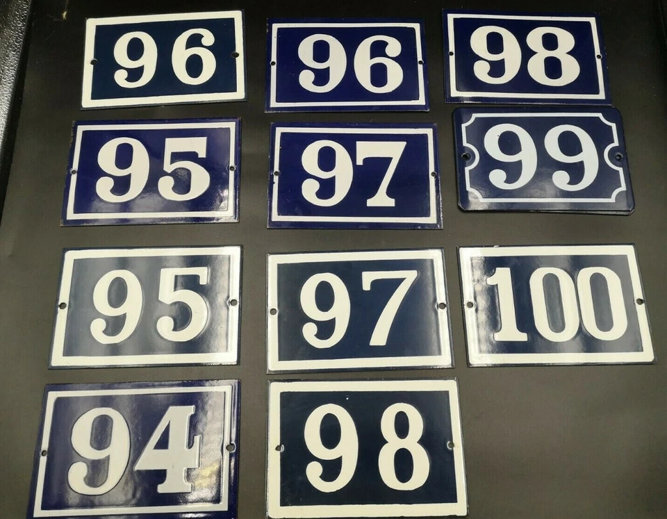 French Vintage Enamel House Street Door Number (to choose 94,95,96,97,98,99,100) - Image 1 of 1