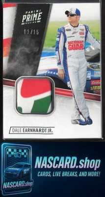 2020 Panini Chronicles #PS-JR Dale Earnhardt Jr Prime Swatches Holo Silver #/15 - Image 1 of 2