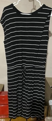 Banana Republic женщин черный в полоску миниатюрный мини-платье размер L очень изящный 🔥🔥 - Изображение 1 из 4