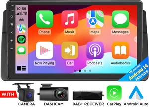 DAB+9" Autoradio Android 14 CarPlay GPS Navi DSP Bluetooth für BMW E46 1998-2006 - Bild 1 von 22