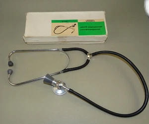 Vintage Doctor Stethoscope with Grey Top, POLSKA PATENT Nr.191431 ,Boxed - Picture 1 of 11