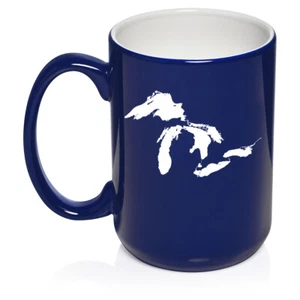 Keramik Kaffeebecher Tasse Great Lakes Michigan - Bild 1 von 14