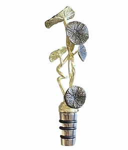 Michael ARAM Monet’s Garden Water Lily Botanical Wine Stopper Brass - Picture 1 of 8