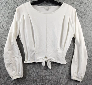 Habitual Kid Pleated Puff Sleeve Top Girls 16 Off White Round Neck Tie Hem - Picture 1 of 13