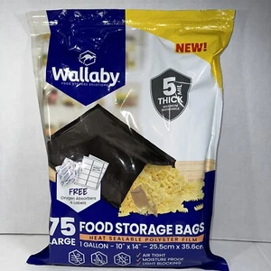 Bolsas de almacenamiento de alimentos Wallaby 5 mil paquete de 75 10"" x 14"" 1 galón sellado térmico - Imagen 1 de 3