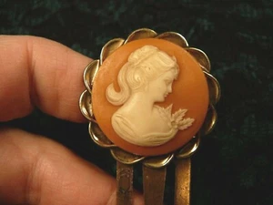 (CBS23-8) Dame Haar hoch orange CAMEO LESEZEICHEN Buchmarke Bücher Marker Bibliothek - Bild 1 von 1