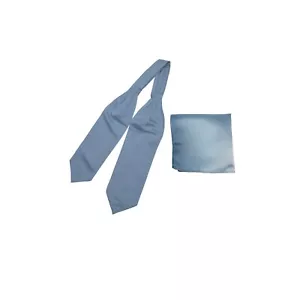 Nuevo Para hombres Poliéster Ascot Corbata Corbata Conjunto Pañuelo Boda Formal Polvoriento Azul - Imagen 1 de 3