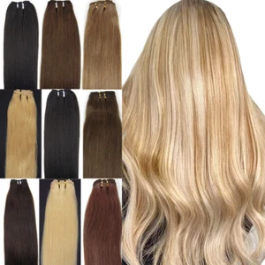 Extensiones de cabello humano coser trama cabello tejido cabeza completa grueso cabello Remy 100% real - Imagen 1 de 96