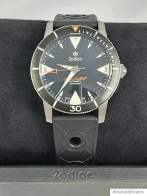 NEW Zodiac Super Sea Wolf Skin Diver Black Silver Automatic Watch ZO9214 NWT Box - Image 1 of 4
