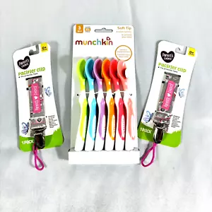 Munchkin Infant Baby Feeding Spoons & Pacifier Clip Shower Gift - Picture 1 of 8