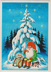 AK Zwergen-Weihnachtsmann macht Rast in Schneelandschaft, beschrb., 10,5 x 15cm