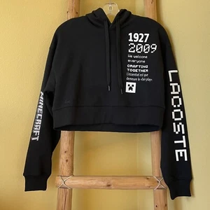 LACOSTE X MINECRAFT Collab Organic Cotton Cropped Hoodie Black Size Small - Picture 1 of 13
