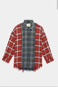R13 Drop Neck Combo WorkShirt Mens Red. Size Small. - Picture 1 of 7