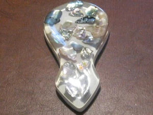 Vintage 1960s spoon rest white abalone stones - Picture 1 of 3