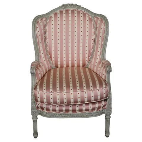 Fine Quality Carved French Louis XVI Maison Jansen Attributed Bergere Chair Cover