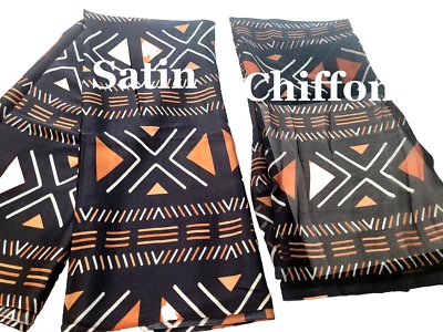 Tela estampada de cera africana bogolana Ankara de 6 yardas. Satén de seda y gasa -2 Foto 1 de 4