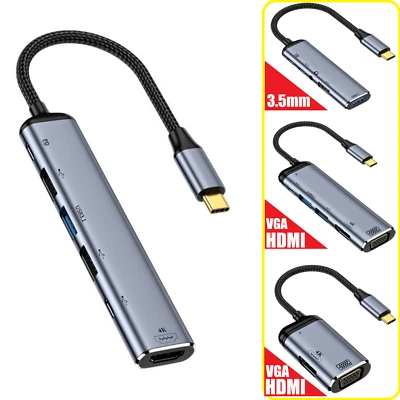 USB Type C Docking station Laptop Tablet USB HUB Video Converter Adapter - Image 1 of 4