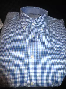 NEW $65 NAUTICA BUTTON DOWN DRESS SHIRT BLUE GINGHAM CHECK/PLAID XL 17 32/33 - Picture 1 of 2