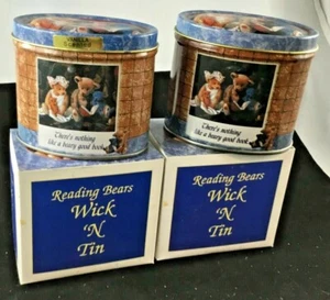 Bears Wick N Tin Vanilla Scent "There's Nothing Like A Beary Good Book" Set of 2 - Picture 1 of 4
