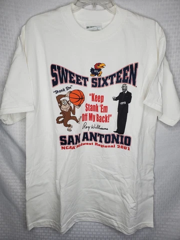 KU Jayhawks T Shirt 2001 Sweet 16 STANK EM  Large  NCAA Regional Vintage Cover