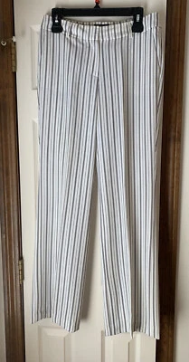 Women's Jones New York, Straight-LEG Pant. White with Stripes, Size 4. - Image 1 of 4