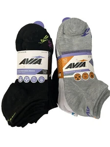 Calze Avia Performance taglio basso 12 paia di scarpe taglia 4-10 2 confezioni nero grigio bianco - Foto 1 di 4
