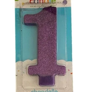 Number 1 Candle - Purple Glittered - Picture 1 of 3