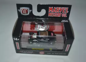 MÁQUINAS M2 2023 AUTO THENTICS R76 - 1932 FORD ROADSTER NEGRO MARVEL MYSTERY ACEITE - Imagen 1 de 4