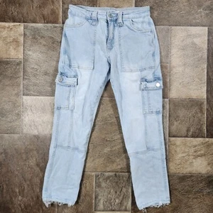 KanCan Cargo Cropped Damen Jeans Größe 5/26 helle Waschung ausgefranster Saum distressed - Bild 1 von 7