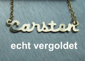 EDLE HALSKETTE CARSTEN KETTE ECHT VERGOLDET NAMEN NAMENSCOLLIER NAMENSKETTE NEU - Picture 1 of 1