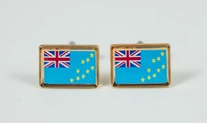 Tuvalu Flag Cufflinks--Oceania Island Pacific Tuvaluan Polynesian Tropical - Picture 1 of 3