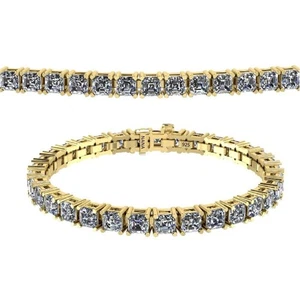Yellow Gold Plated Silver 7" Bracelet With 47.00 CTTW Asscher Cut Cubic Zirconia - Picture 1 of 7