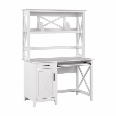 Key West 48W Small Computer Desk with Hutch in Pure White Oak - Engineered Wood - Image 1 of 4