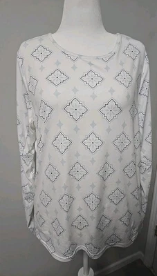 Hang Ten Women Shirt XXL/EEG White w Blue Green Long Sleeve w Zip Pocket UPF 50+ - Image 1 of 3