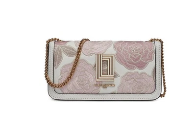 KARL LAGERFELD Paris Lourdes leather chain link embroidered crossbody bag - Pink - Image 1 of 4