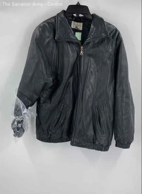 Chaqueta Bomber Boundary Waters Mujer Cuero Negro Manga Larga Cremallera Completa Talla S Foto 1 de 4